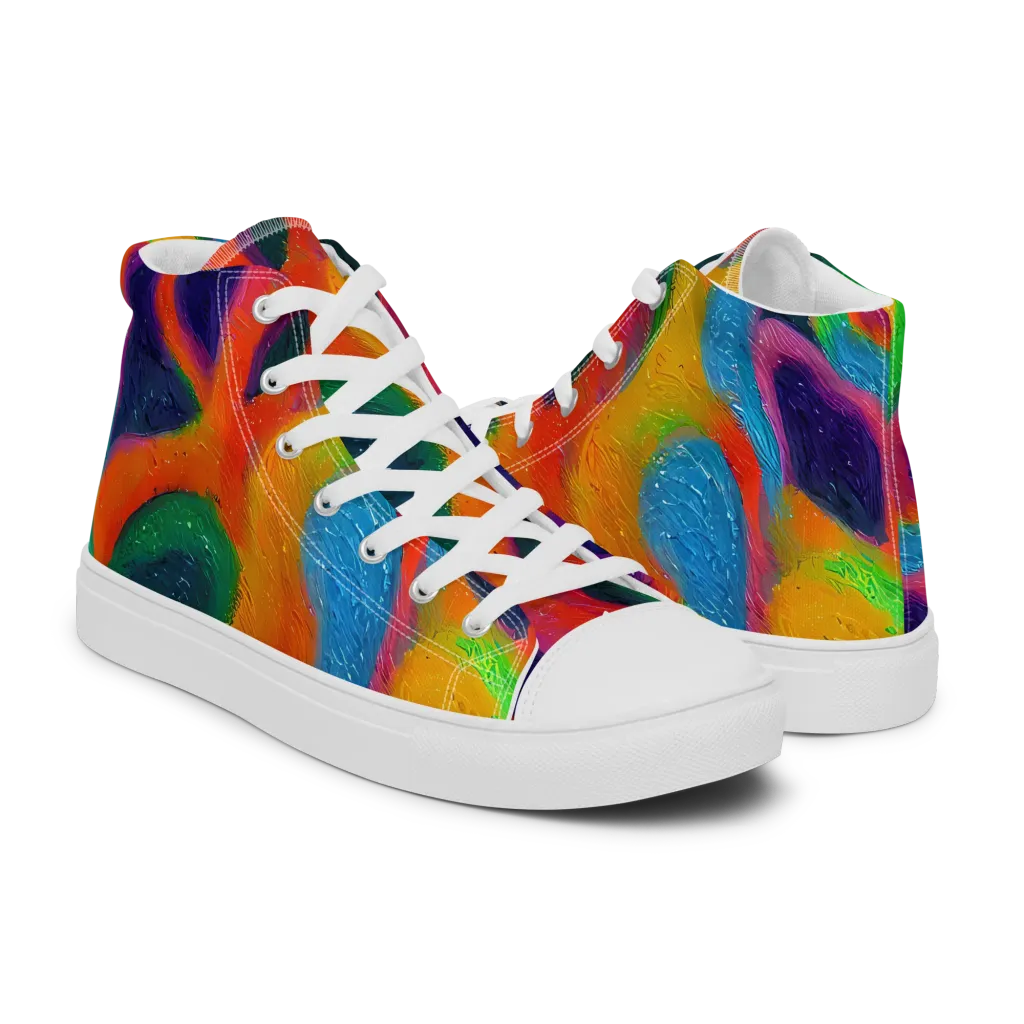 Jewel Jumble on Men's High Top Canvas Shoes — Right