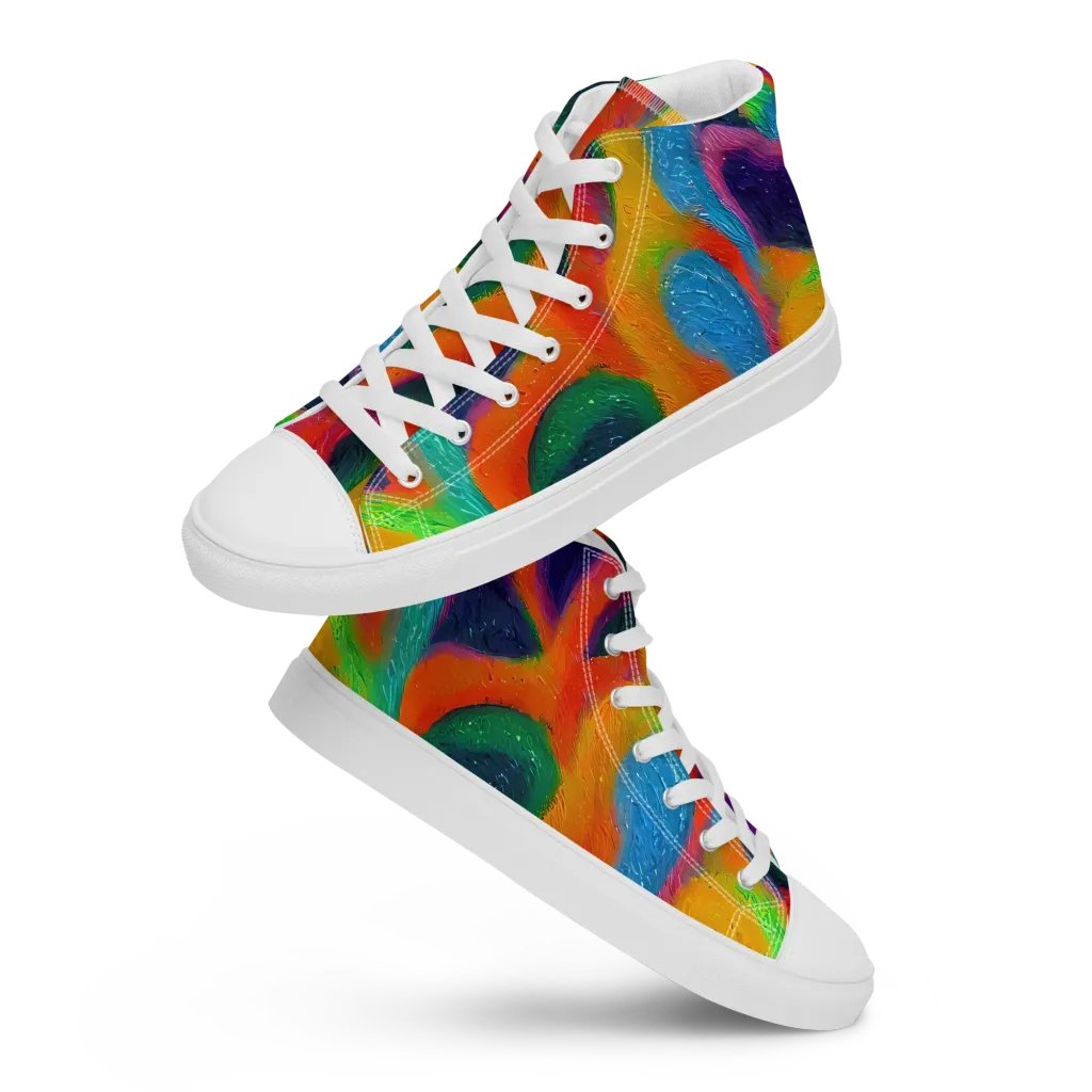 Jewel Jumble on Men's High Top Canvas Shoes — Front