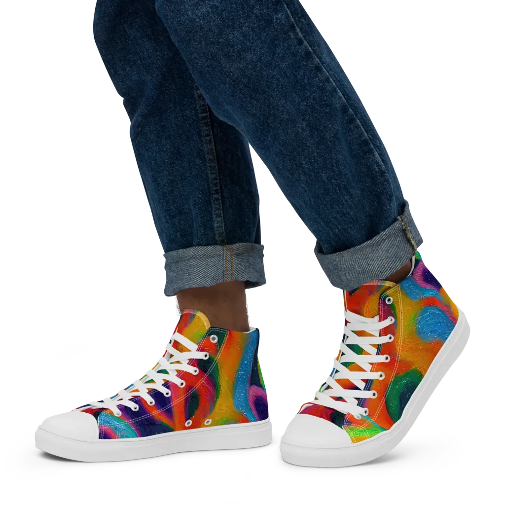 Jewel Jumble on Men's High Top Canvas Shoes — Left