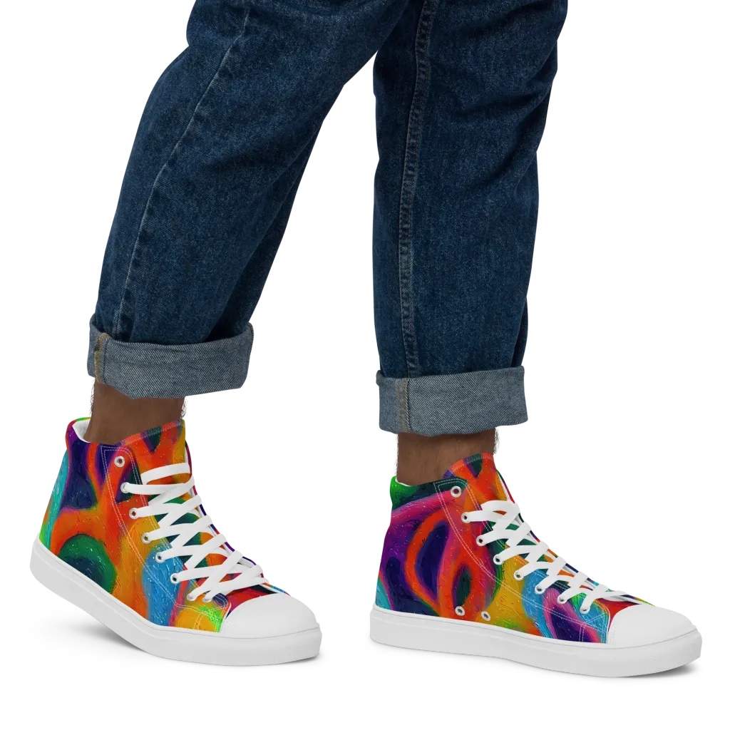 Jewel Jumble on Men's High Top Canvas Shoes — Right