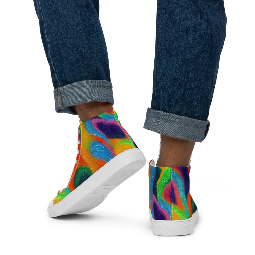 Jewel Jumble on Men's High Top Canvas Shoes — Back