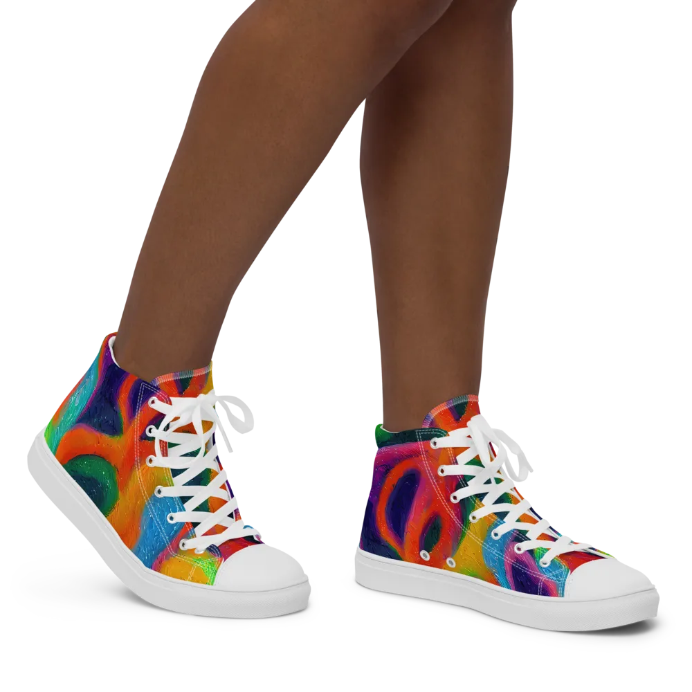 Jewel Jumble on Women's High Top Canvas Shoes — Right