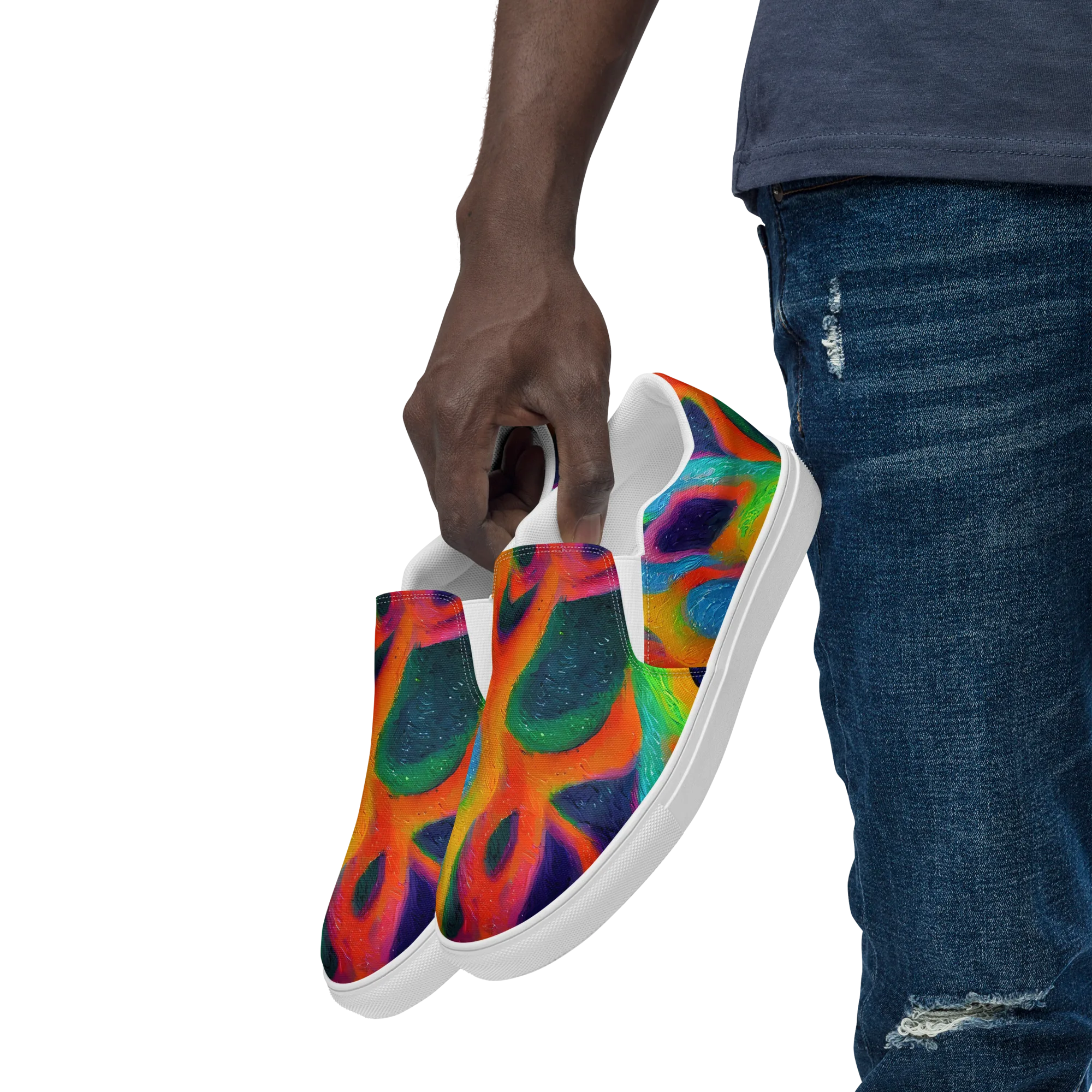 Jewel Jumble on Men's Slip-On Canvas Shoes — Left Front