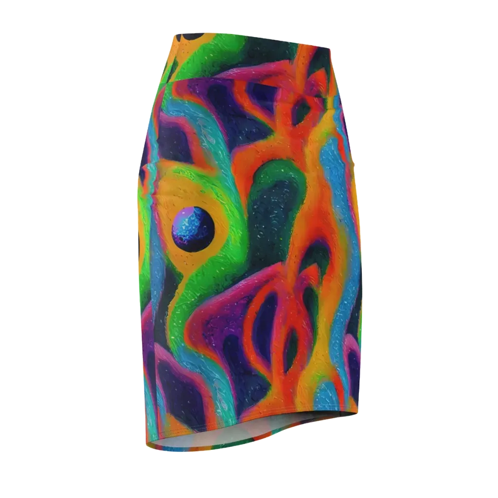 Jewel Jumble on Pencil Skirt — Front Side