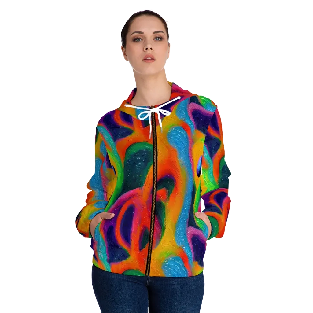 Jewel Jumble on Women's Full-Zip Hoodie — Front On Person