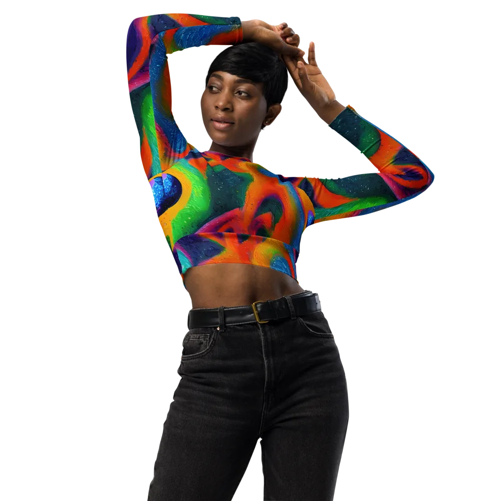 Jewel Jumble on Long Sleeve Crop Top — Front