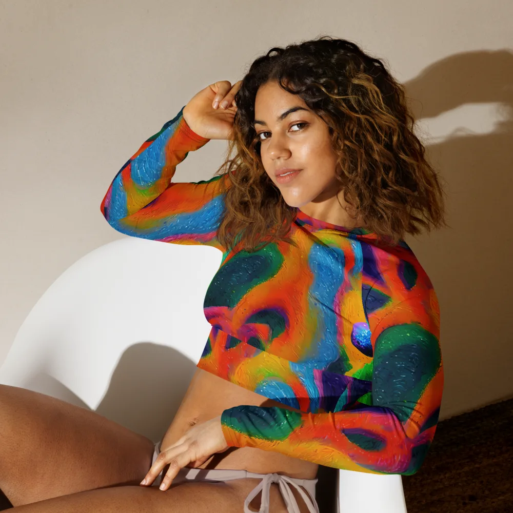 Jewel Jumble on Long Sleeve Crop Top — Left Front