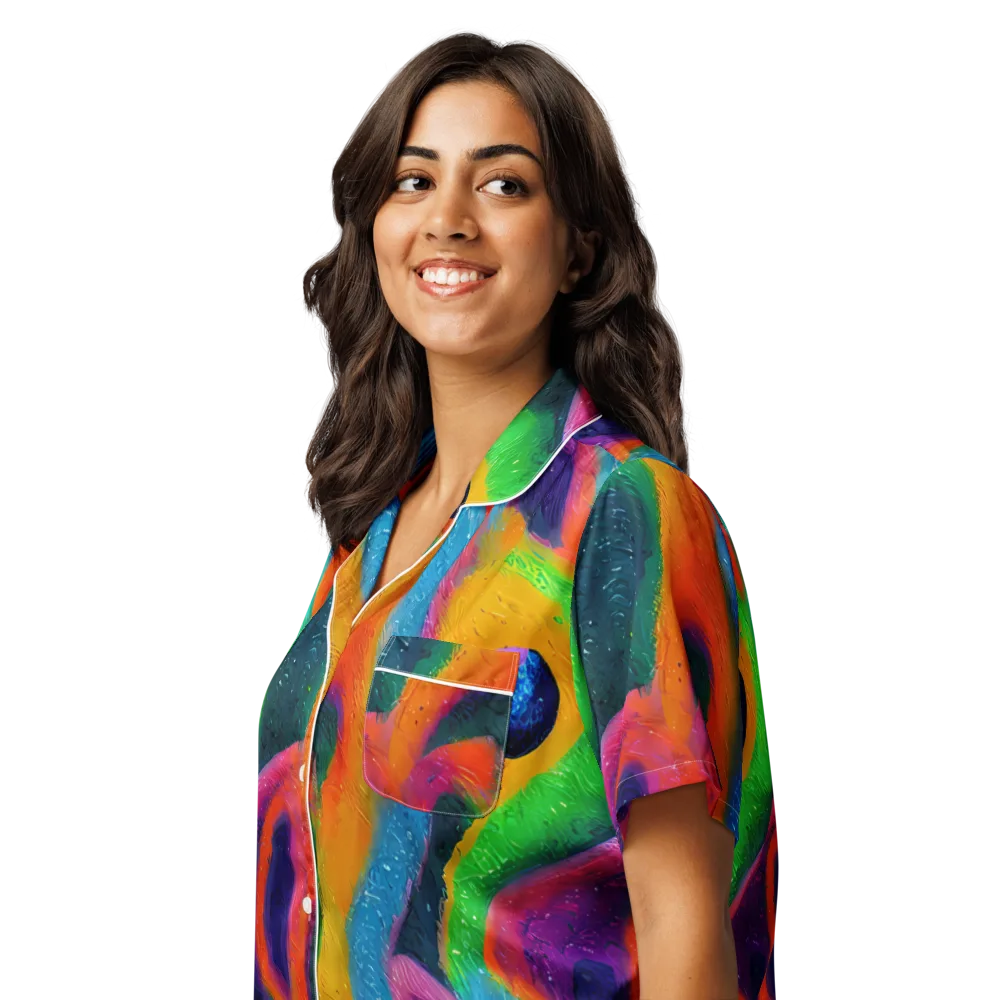 Jewel Jumble on Women's Short Sleeve Pajama Top — Left Front