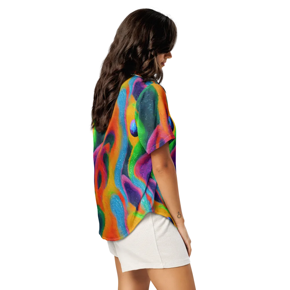Jewel Jumble on Women's Short Sleeve Pajama Top — Right Back
