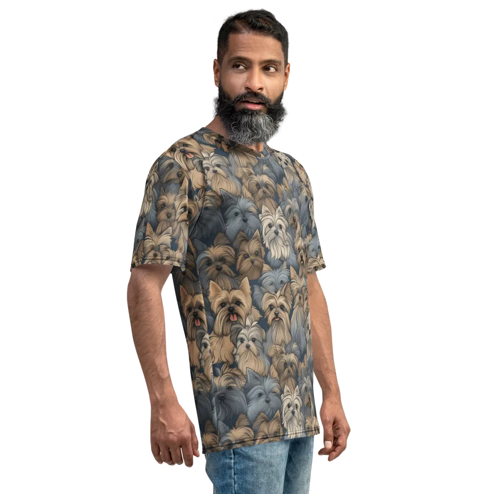Yorkie Cloudburst on Men's Crew Neck T-Shirt — Right