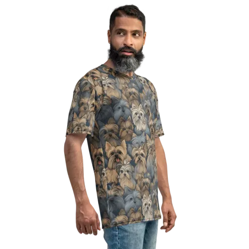 Yorkie Cloudburst on Men's Crew Neck T-Shirt