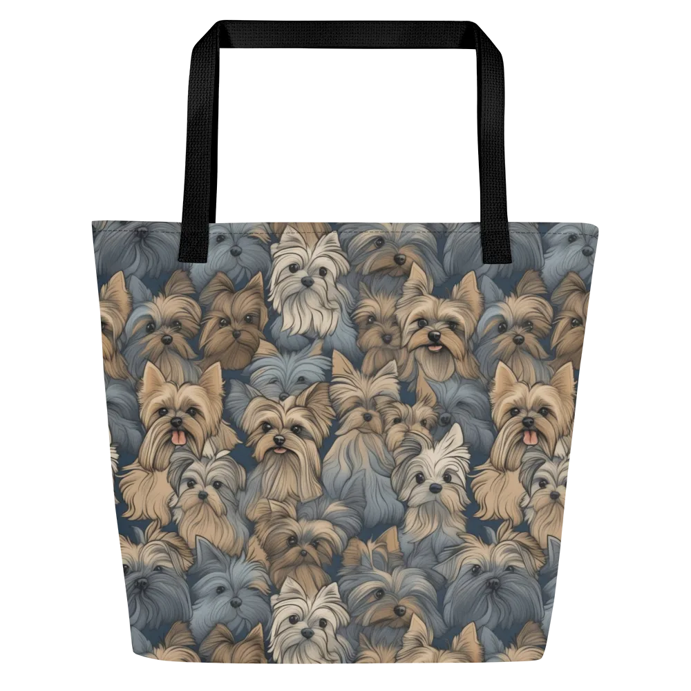 Yorkie Cloudburst on Large Tote Bag W/ Pocket — Front