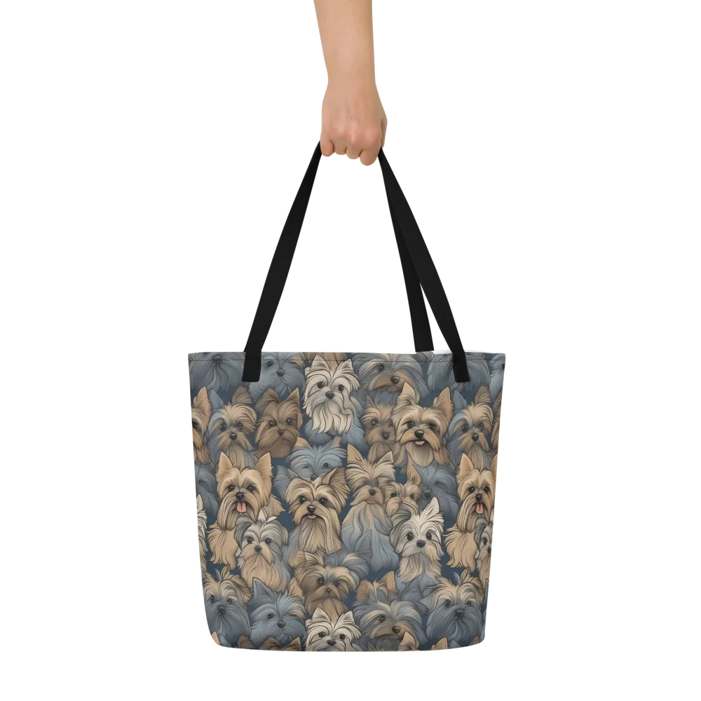 Yorkie Cloudburst on Large Tote Bag W/ Pocket — Front