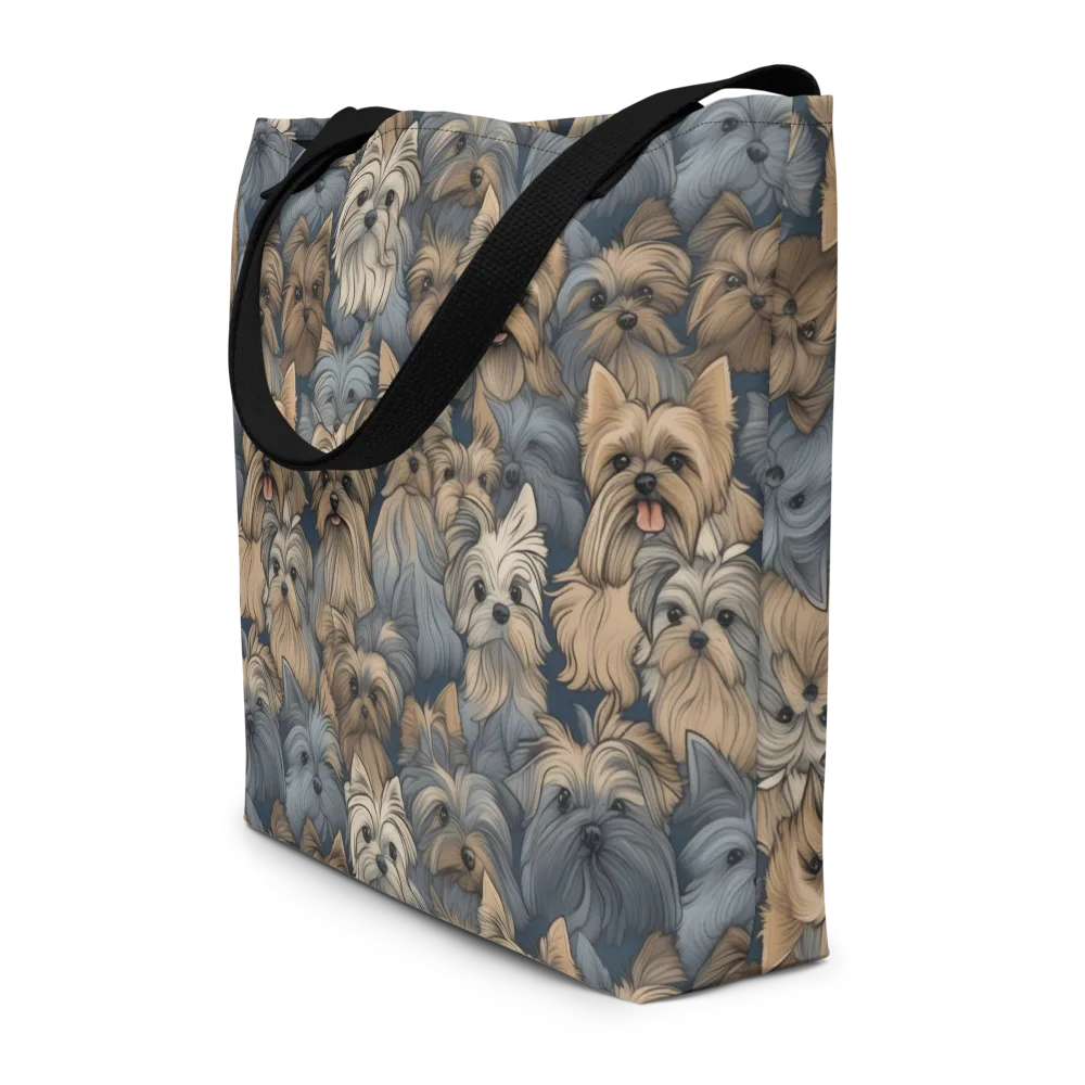 Yorkie Cloudburst on Large Tote Bag W/ Pocket — Front