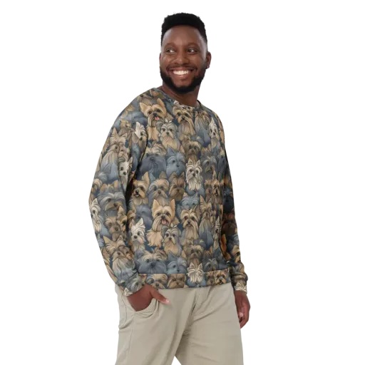 Yorkie Cloudburst on a Sweatshirt