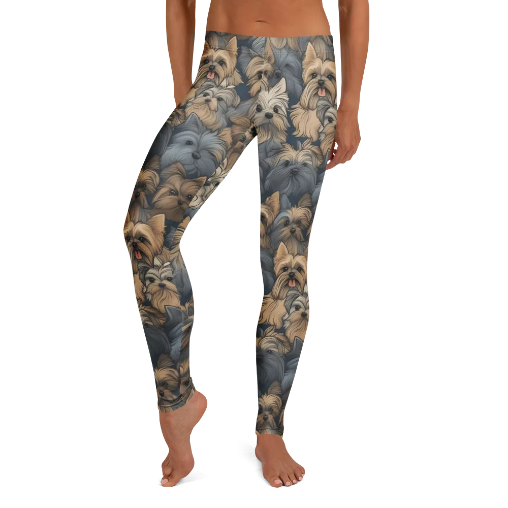 Yorkie Cloudburst on Leggings — Front
