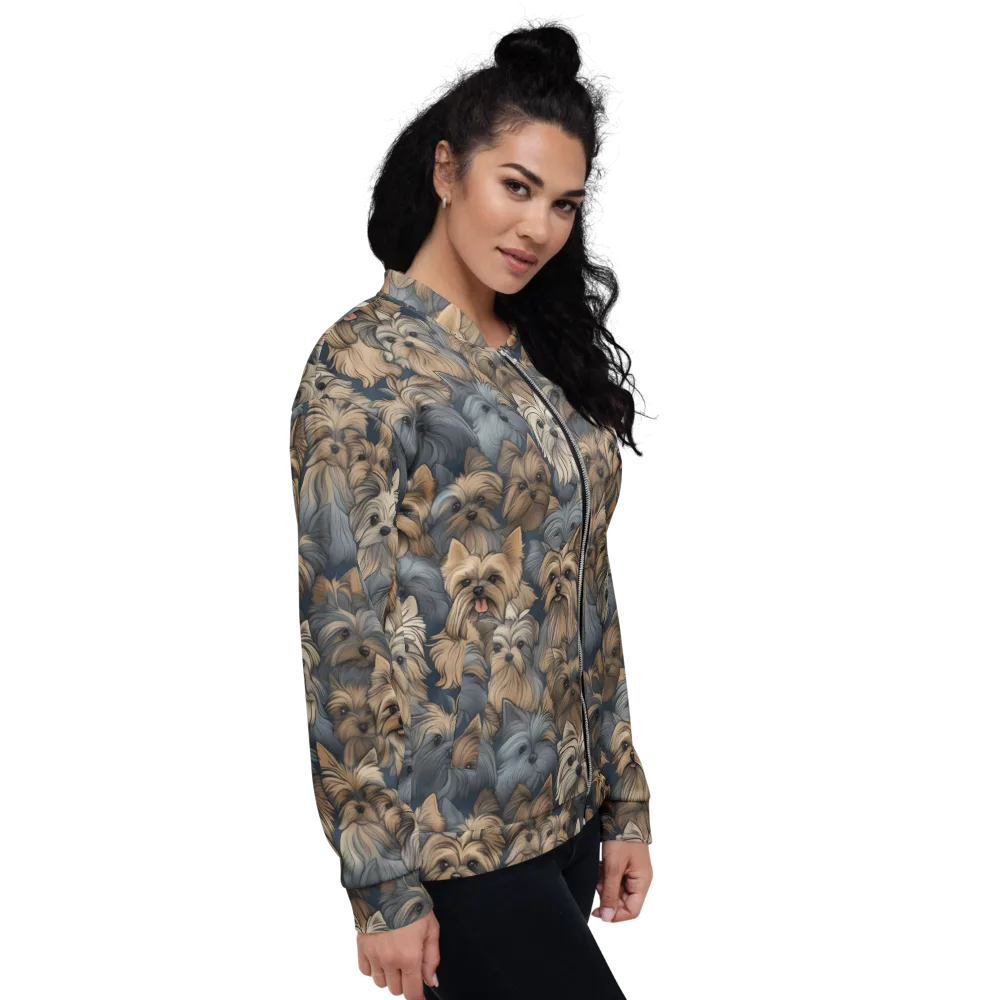 Yorkie Cloudburst on Bomber Jacket — Right