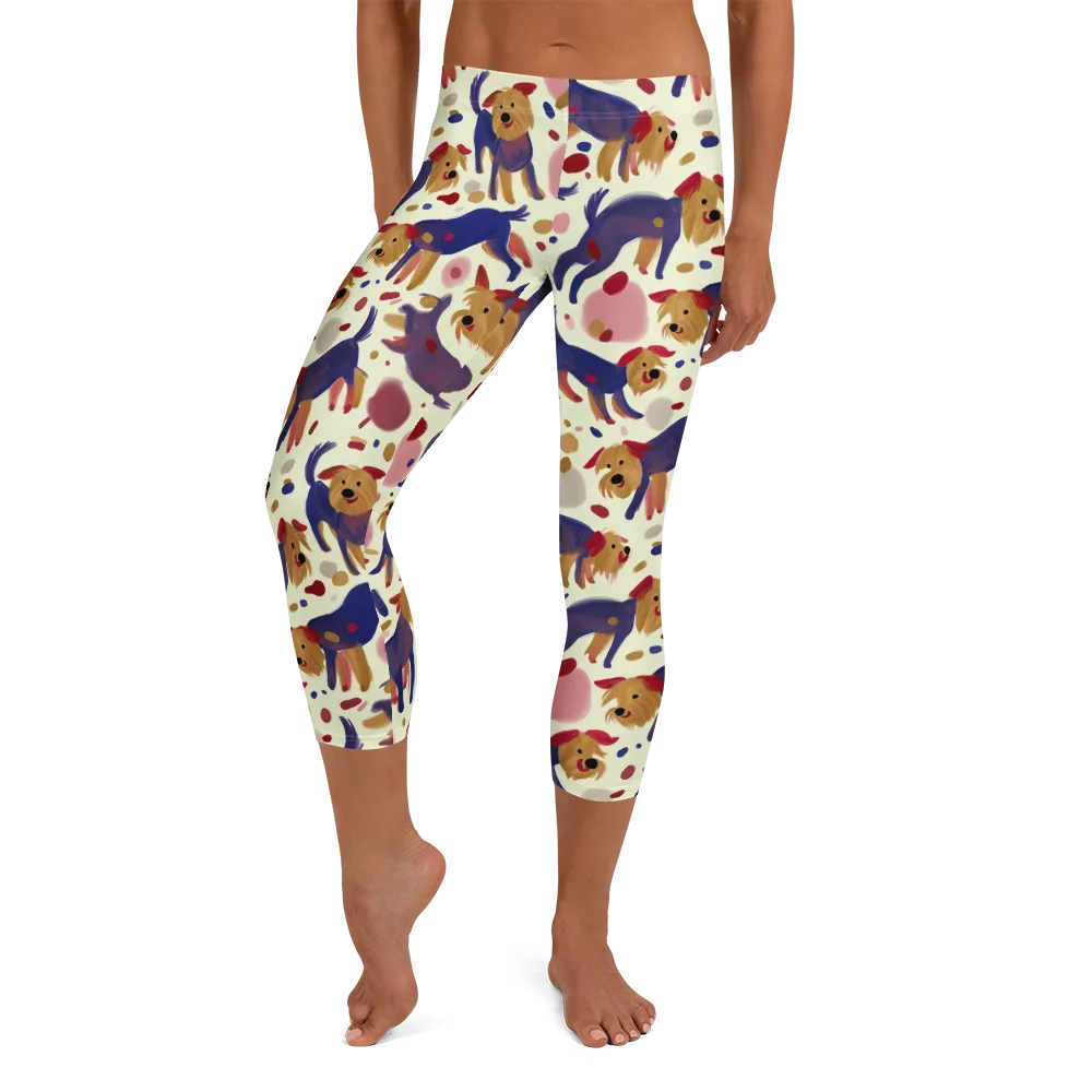 Terrier Confetti on Capri Leggings — Front