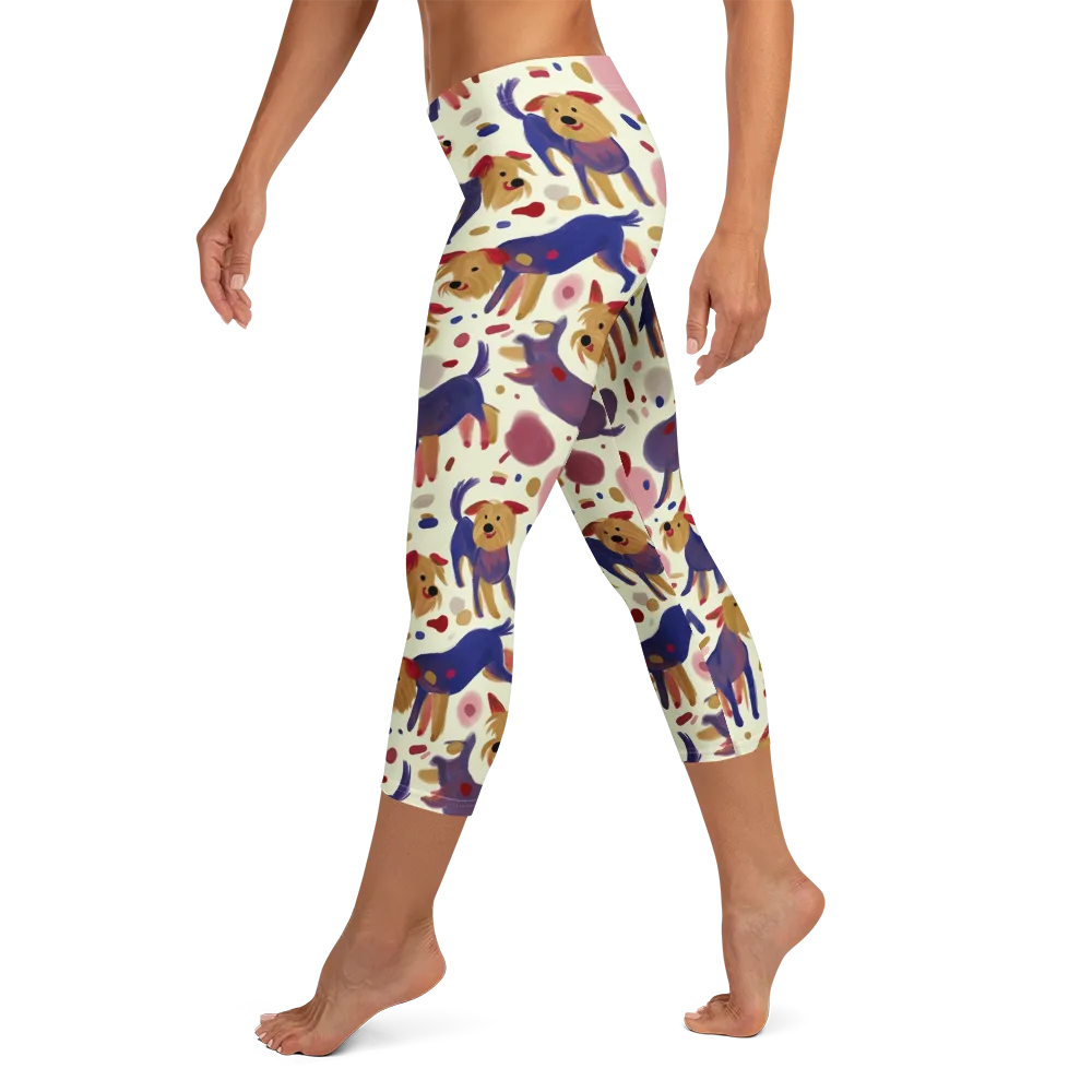 Terrier Confetti on Capri Leggings — Left