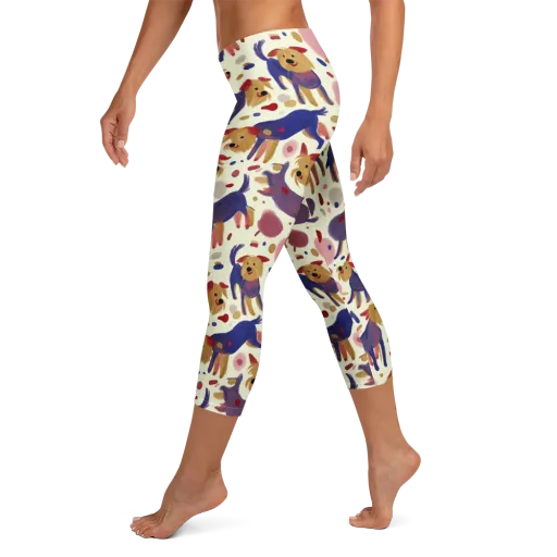 Terrier Confetti on a Capri Leggings