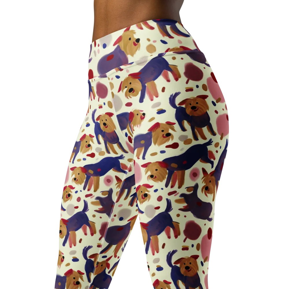 Terrier Confetti on Yoga Leggings — Left Front