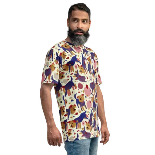 Terrier Confetti on a Men's Crew Neck T-Shirt