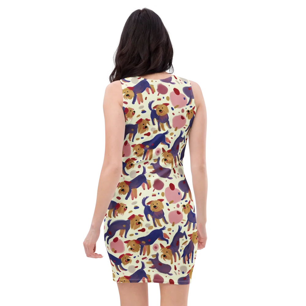 Terrier Confetti on Bodycon Dress — Back