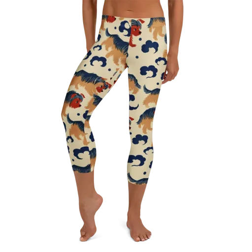 Terrier Cloud Parade Capri Leggings on model
