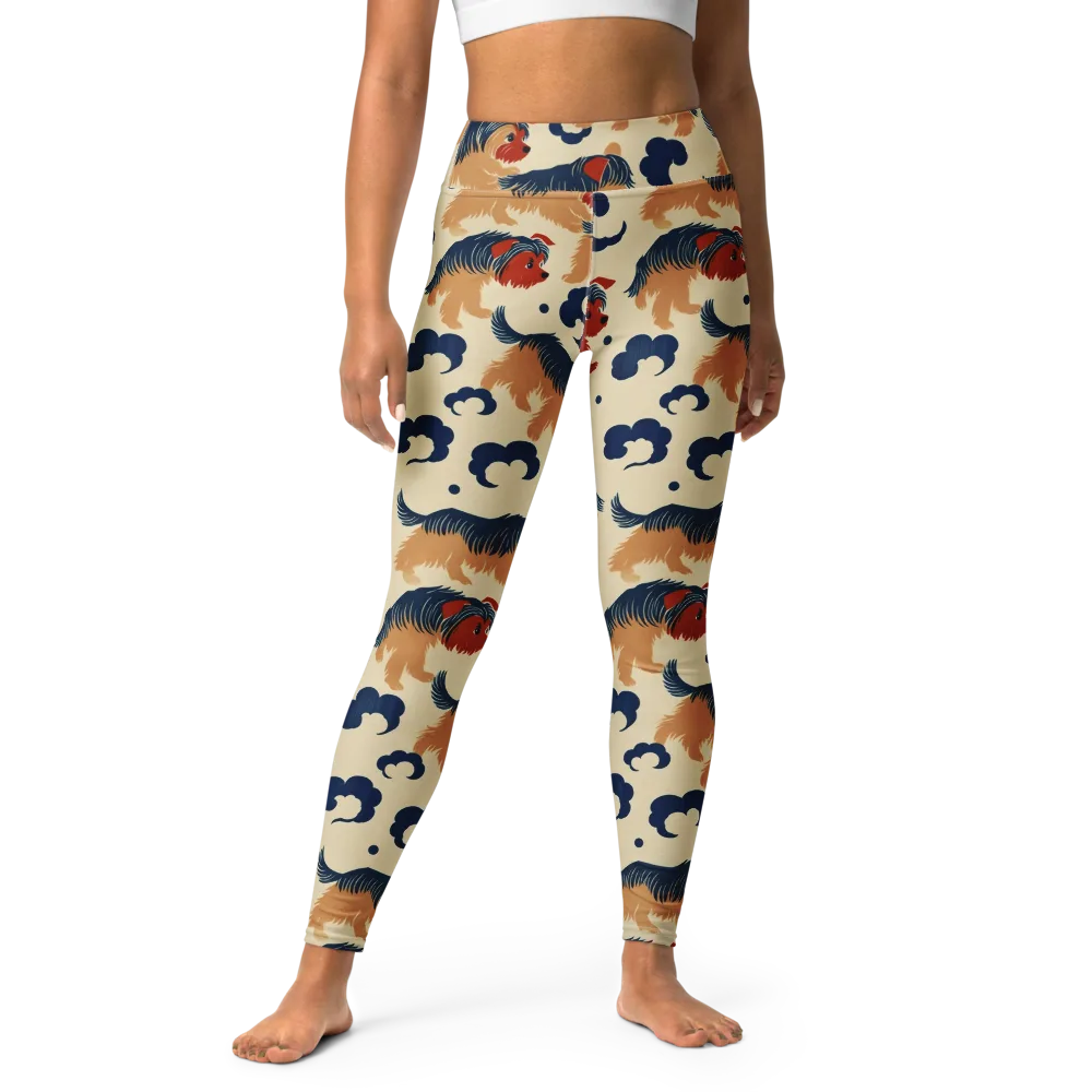 Terrier Cloud Parade on Yoga Leggings — Front