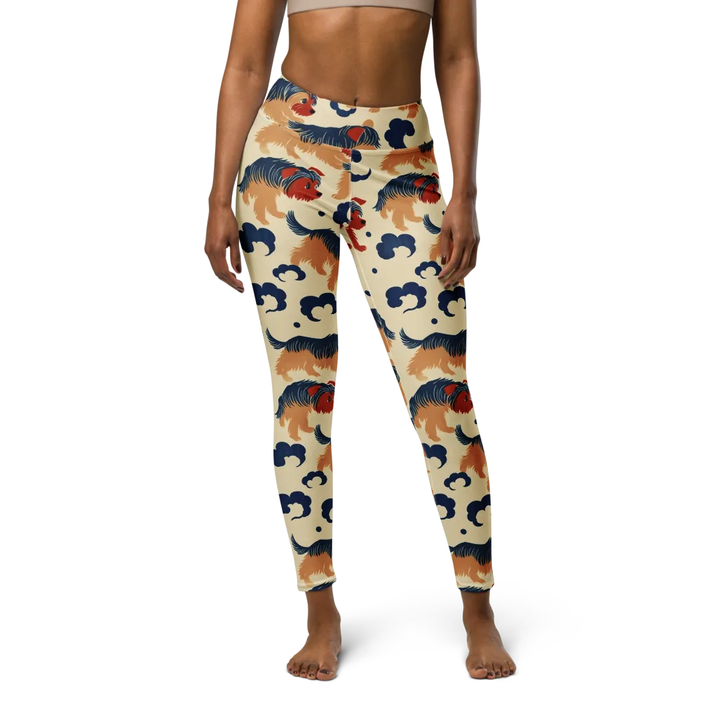Terrier Cloud Parade on Yoga Leggings — Front