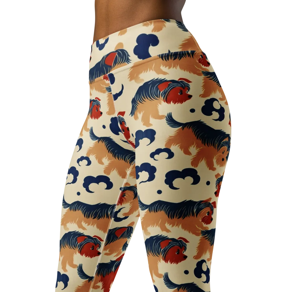 Terrier Cloud Parade on Yoga Leggings — Left Front