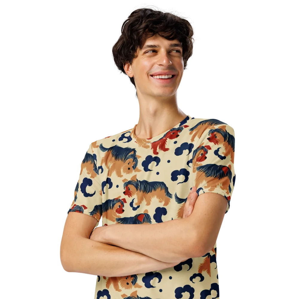 Terrier Cloud Parade on Men's Crew Neck T-Shirt — Left Front