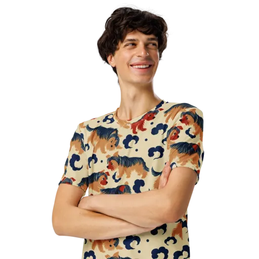 Terrier Cloud Parade on a Men's Crew Neck T-Shirt