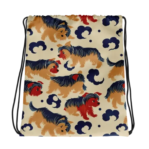 Terrier Cloud Parade on a Drawstring Bag