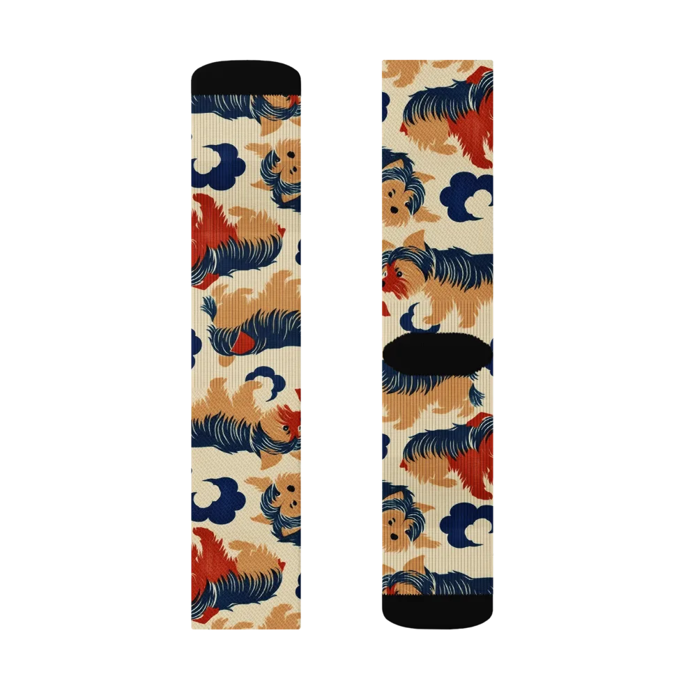Terrier Cloud Parade on Socks — Right Sock