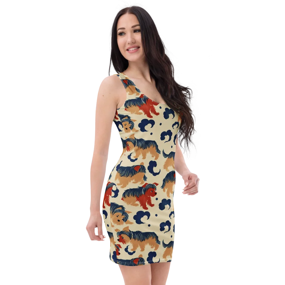Terrier Cloud Parade on Bodycon Dress — Right Front