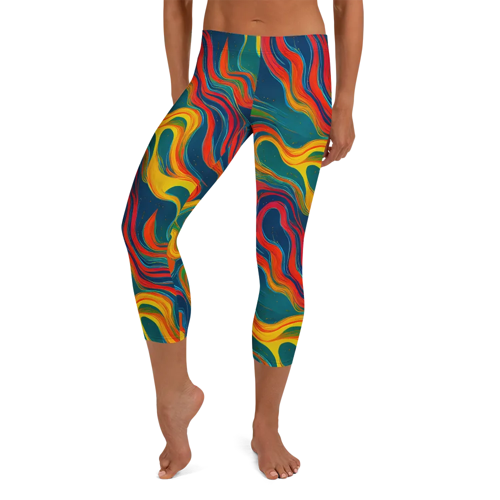 Molten Ribbons on Capri Leggings — Front
