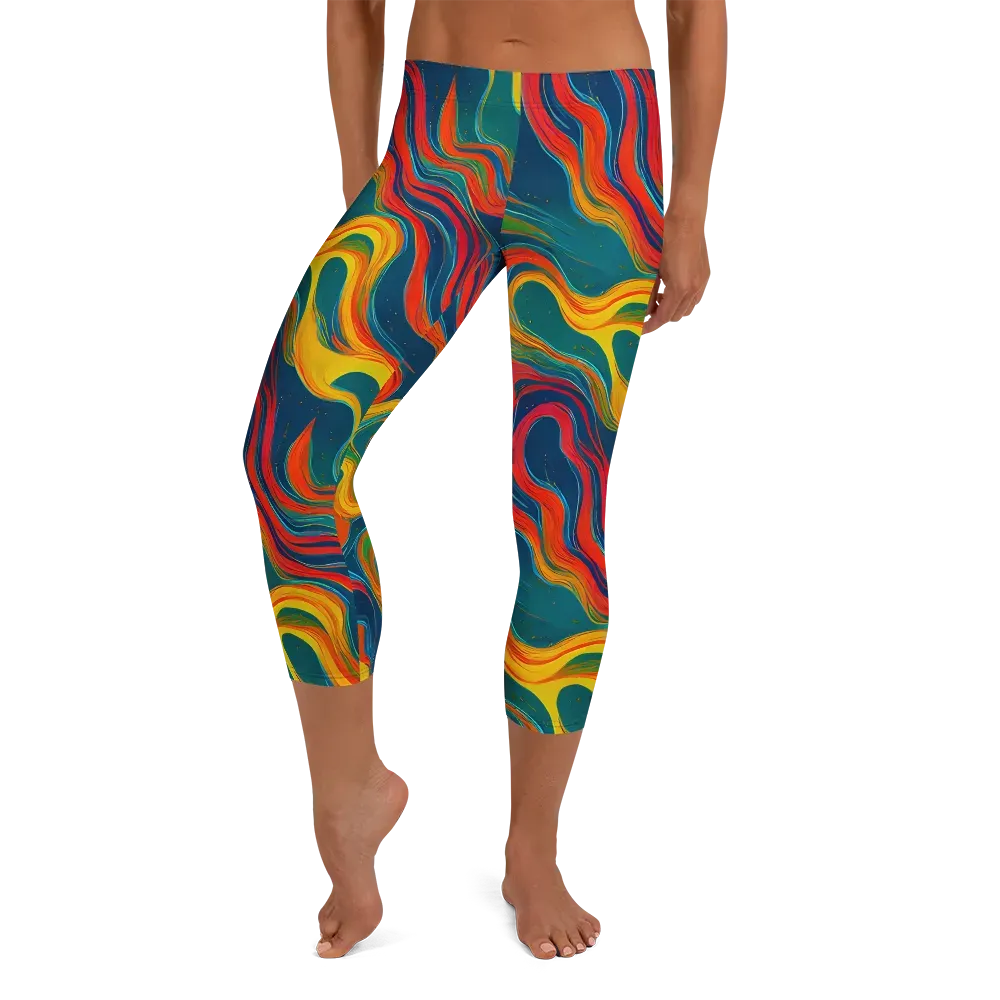 Molten Ribbons on Capri Leggings — Front