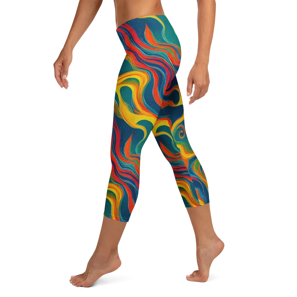 Molten Ribbons on Capri Leggings — Left