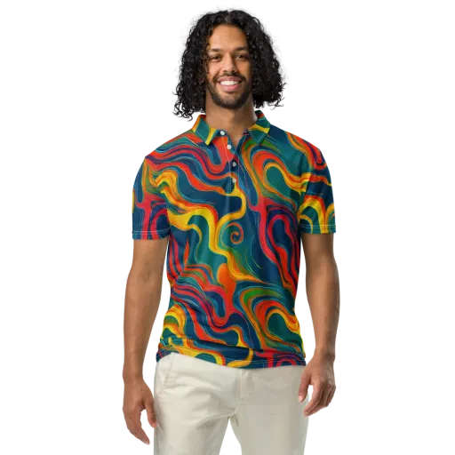 Molten Ribbons on a Men's Slim Fit Polo Shirt