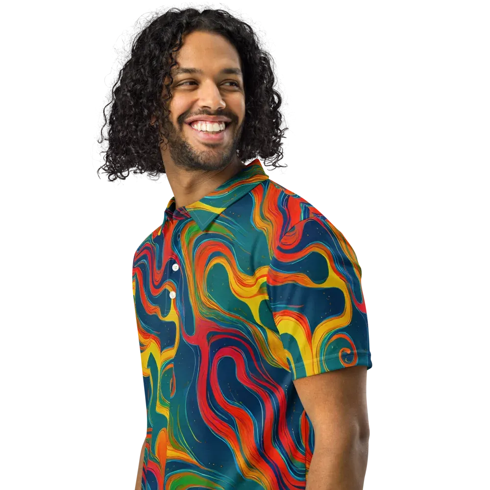Molten Ribbons on Men's Slim Fit Polo Shirt — Left Front