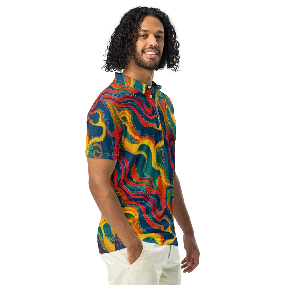 Molten Ribbons on Men's Slim Fit Polo Shirt — Right Front