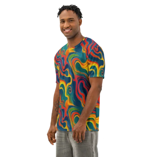 Molten Ribbons on a Men's Cotton Crew Neck T-Shirt