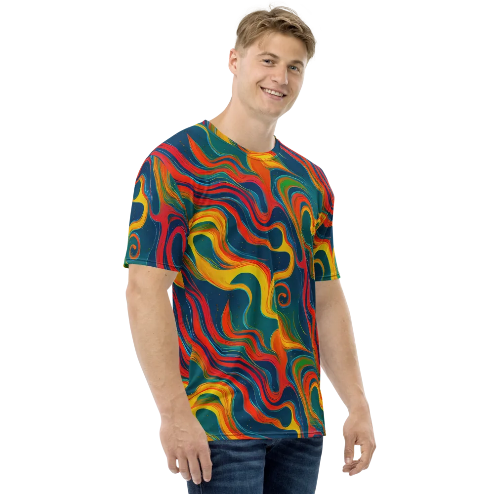Molten Ribbons on Men's Crew Neck T-Shirt — Right