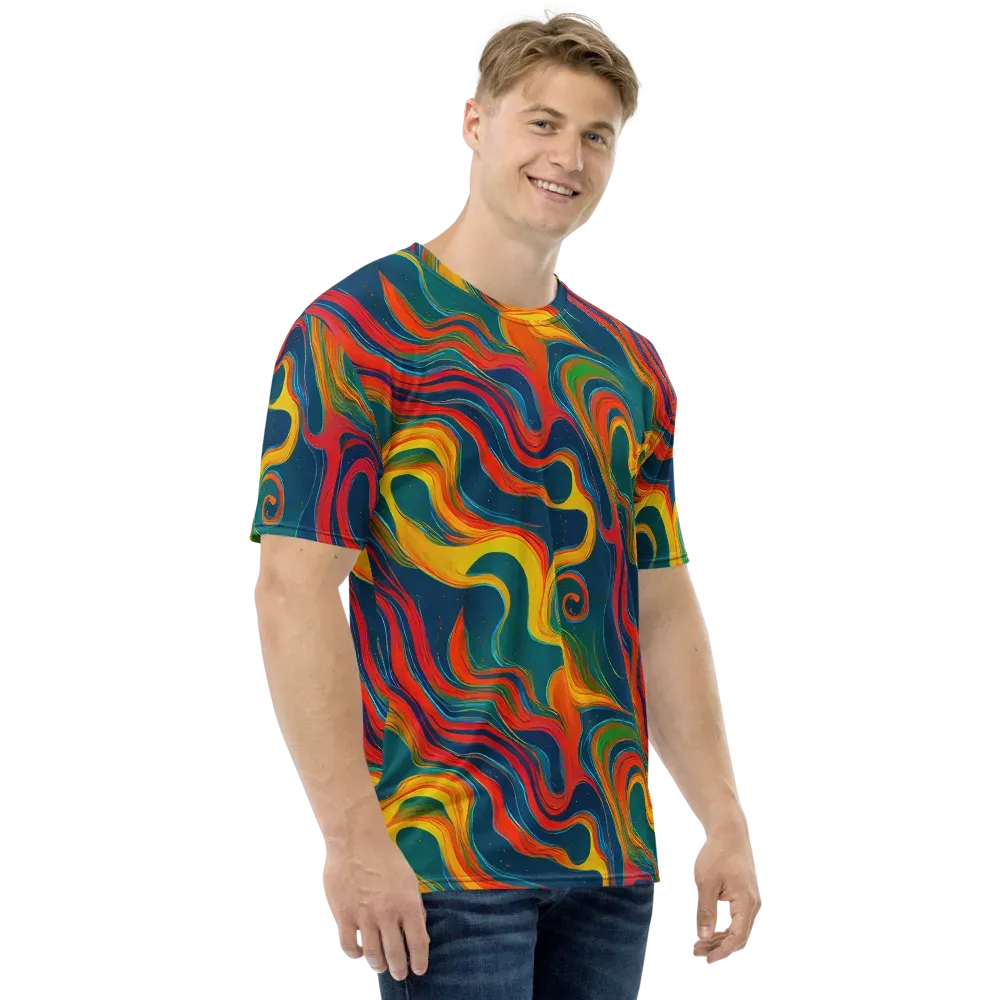 Molten Ribbons on Men's Crew Neck T-Shirt — Right