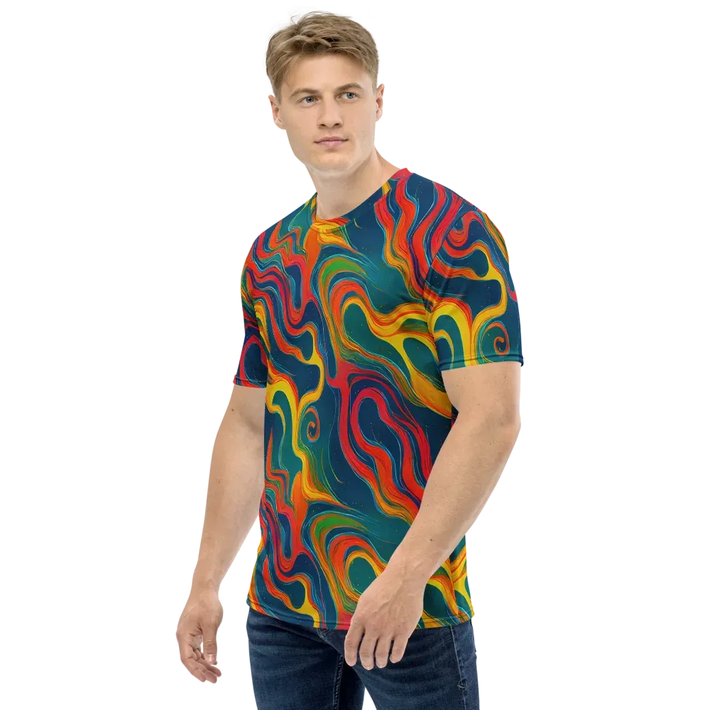 Molten Ribbons on Men's Crew Neck T-Shirt — Left