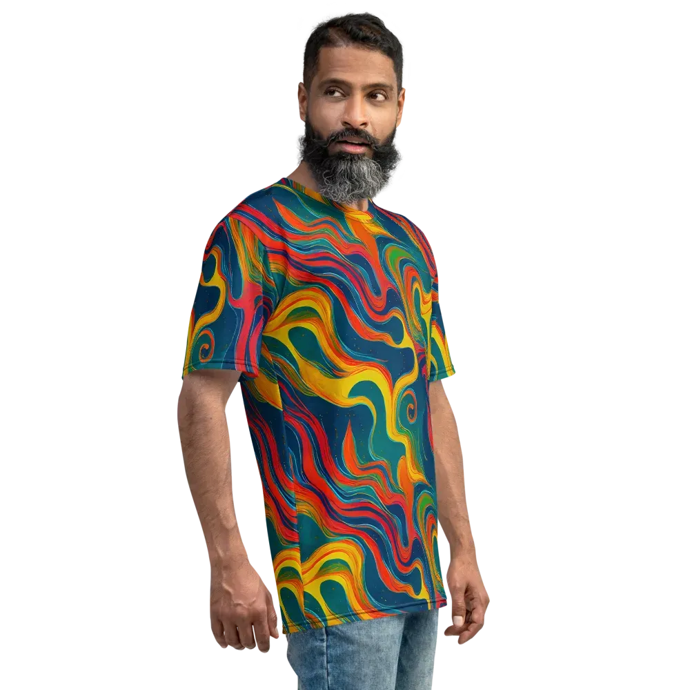 Molten Ribbons on Men's Crew Neck T-Shirt — Right