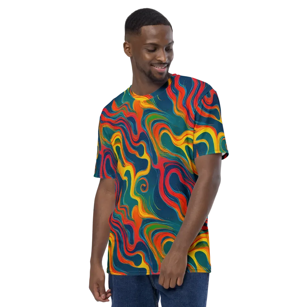 Molten Ribbons on Men's Crew Neck T-Shirt — Left
