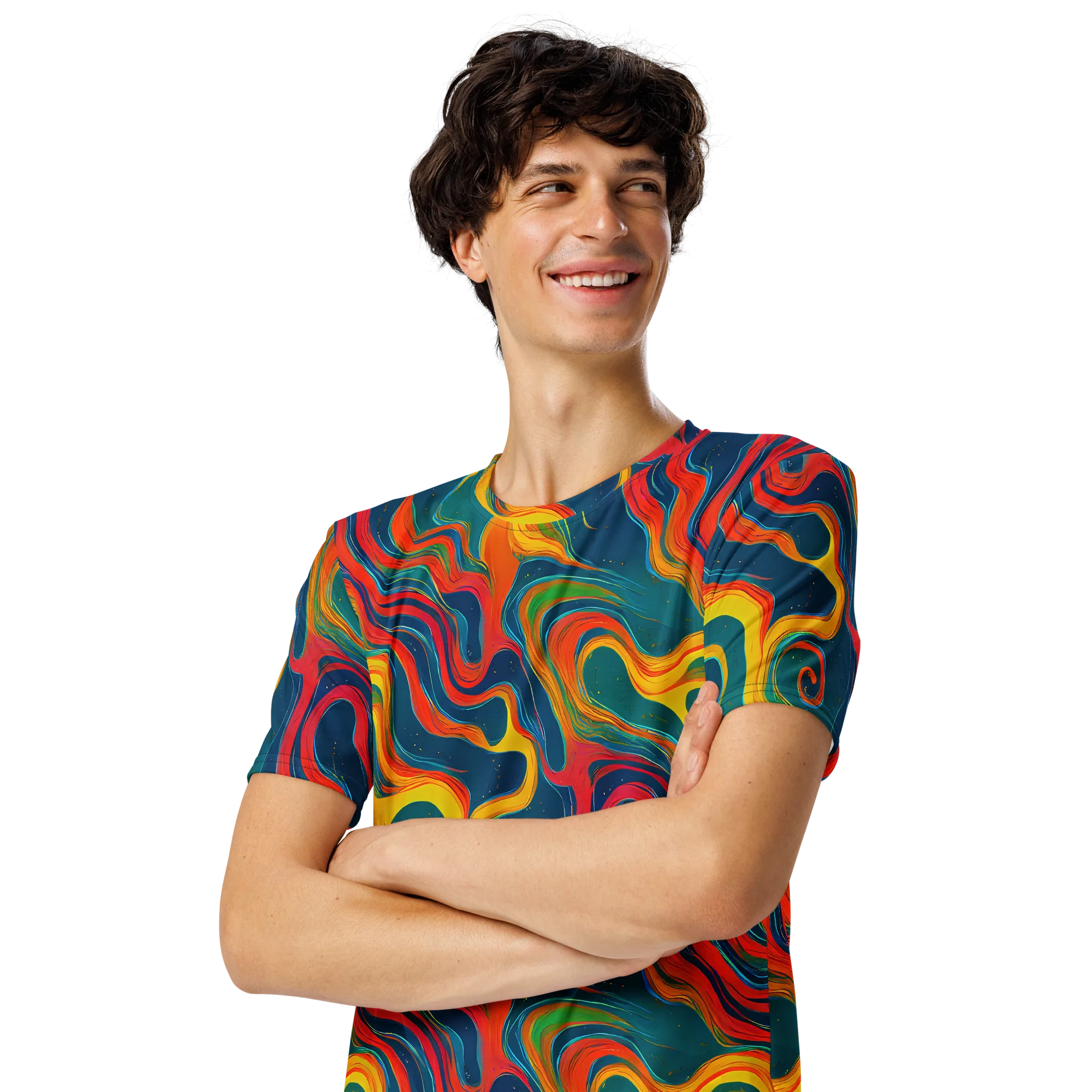 Molten Ribbons on Men's Crew Neck T-Shirt — Left Front