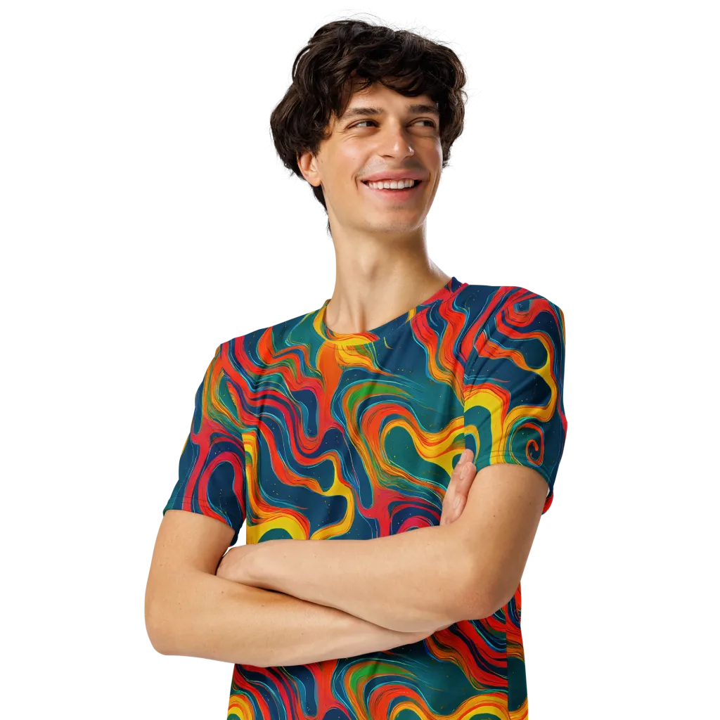 Molten Ribbons on Men's Crew Neck T-Shirt — Left Front